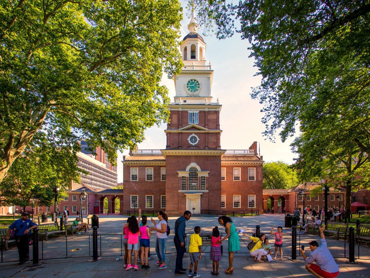 People admiring Independence Hall