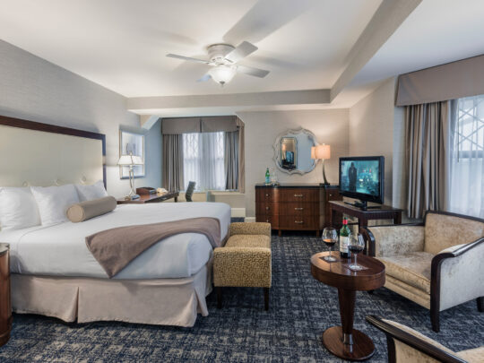 A hotel room at the Wayne Hotel in Wayne, Pennsylvania