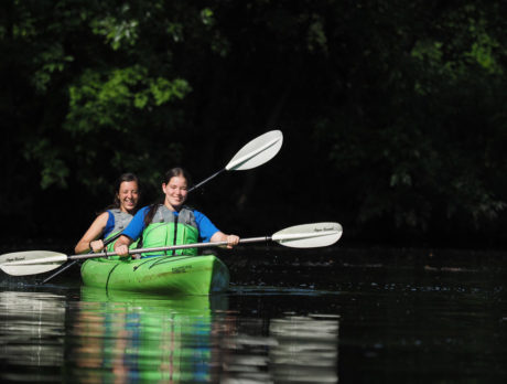 Girls canoeing on the Darby Creek.