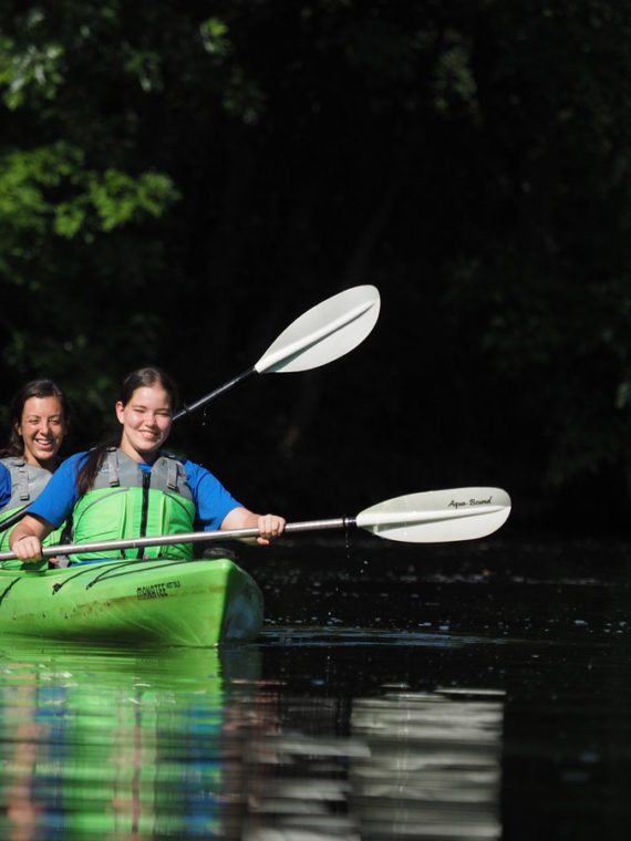 Girls canoeing on the Darby Creek.