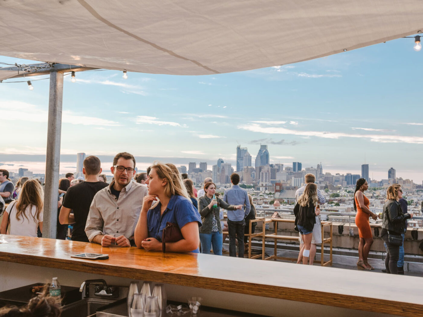 Guests at Bok Bar rooftop bar