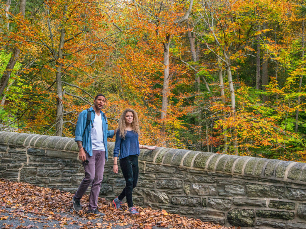 Couple walking in Wissahickon Valley Park