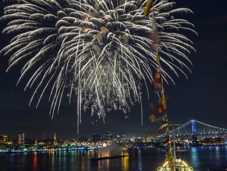 Fireworks as seen from the Battleship New Jersey in Camden