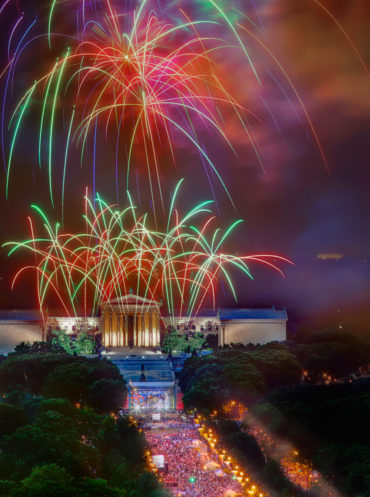 Fireworks over the Philadelphia Museum of Art