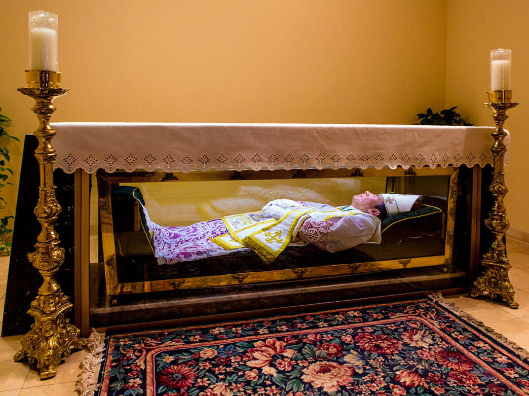 Glass tomb with St. John Neumann