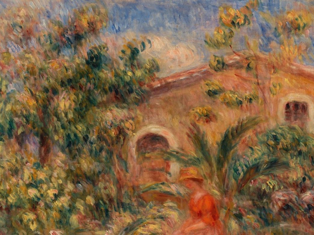 Pierre-Auguste Renoir painting "Landscape with Woman and Dog"