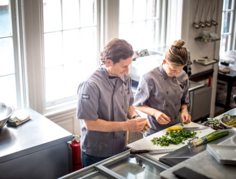 Owners Kate Jacoby and Rich Landau prepare food at their restaurant Vedge.
