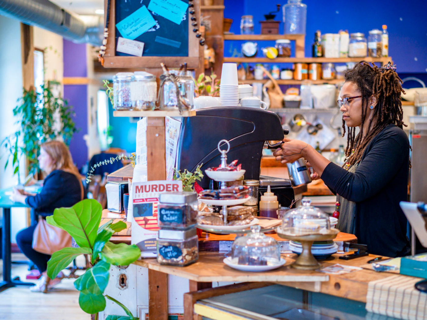 Blew Kind makes coffee at Franny Lou's Porch in Philadelphia