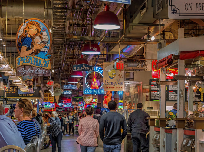 A view of the shops and eateries in Reading Terminal Market in Philadelphia