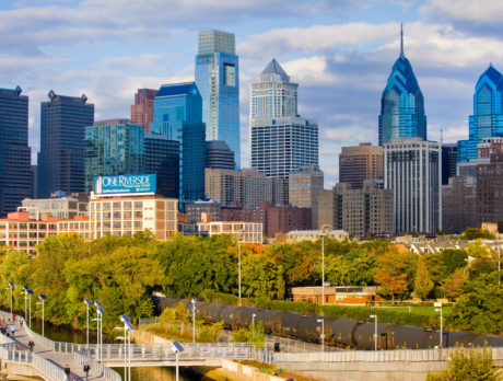 The Philadelphia skyline and the Schuylkill Boardwalk
