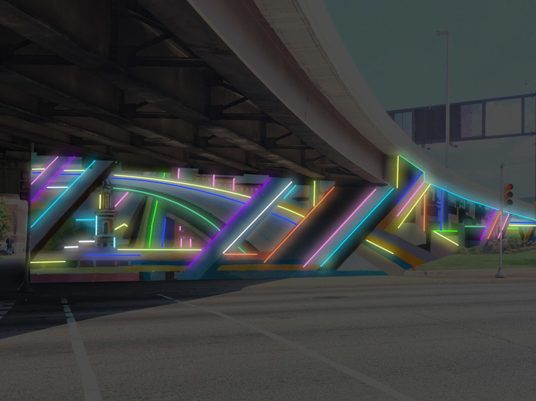 The Electric Philadelphia mural will enliven North Sixth Street between Franklin Square and the Ben Franklin Bridge underpass.