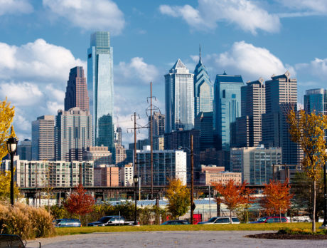 Philadelphia skyline view from Drexel Park