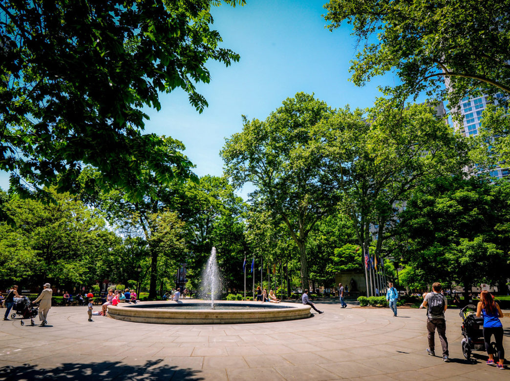People hanging out in Washington Square in Philadelphia
