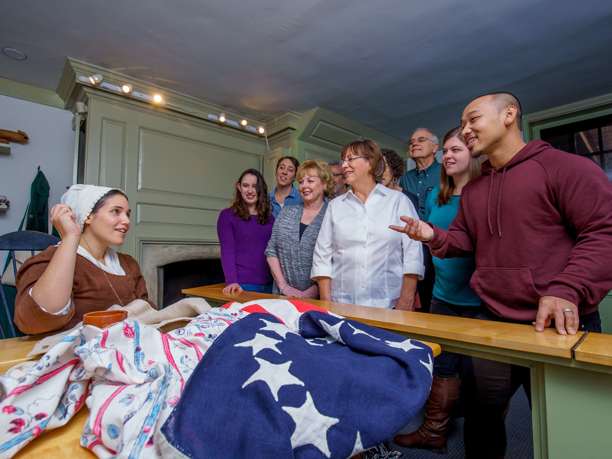Betsy Ross House flag sewing reenactment