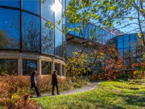 Visitors walking outside of the Brandywine River Museum of Art