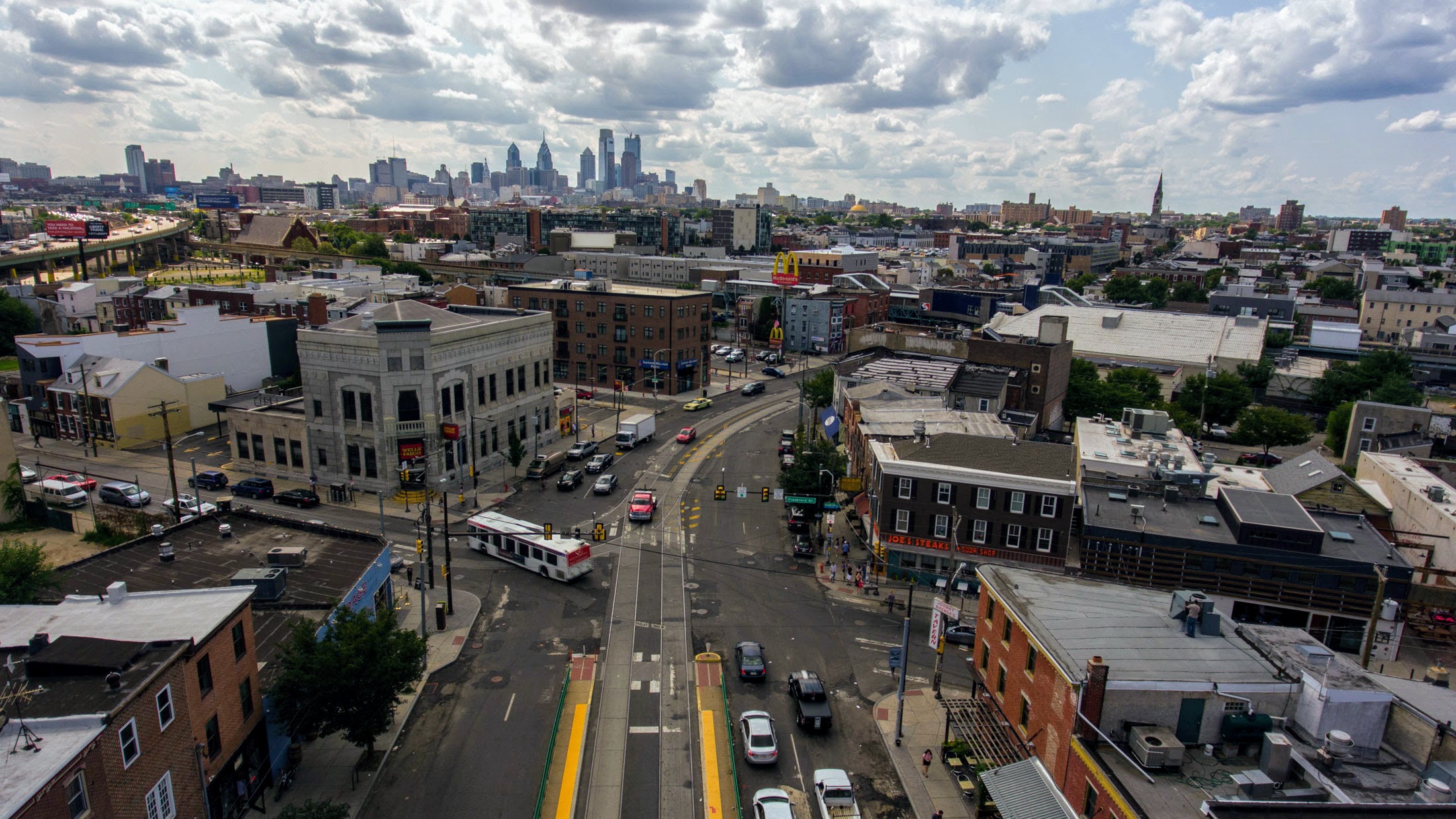 Aerial view of Fishtown in Philadelphia