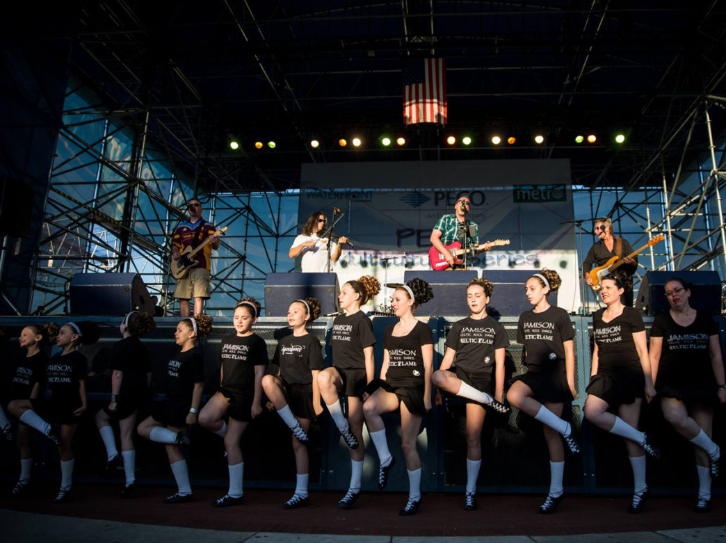 Irish dancers performing for the Philadelphia Irish Festival at Penn's Landing