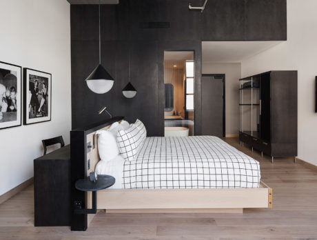 The bedroom area in a suite at Fitler Club in Philadelphia