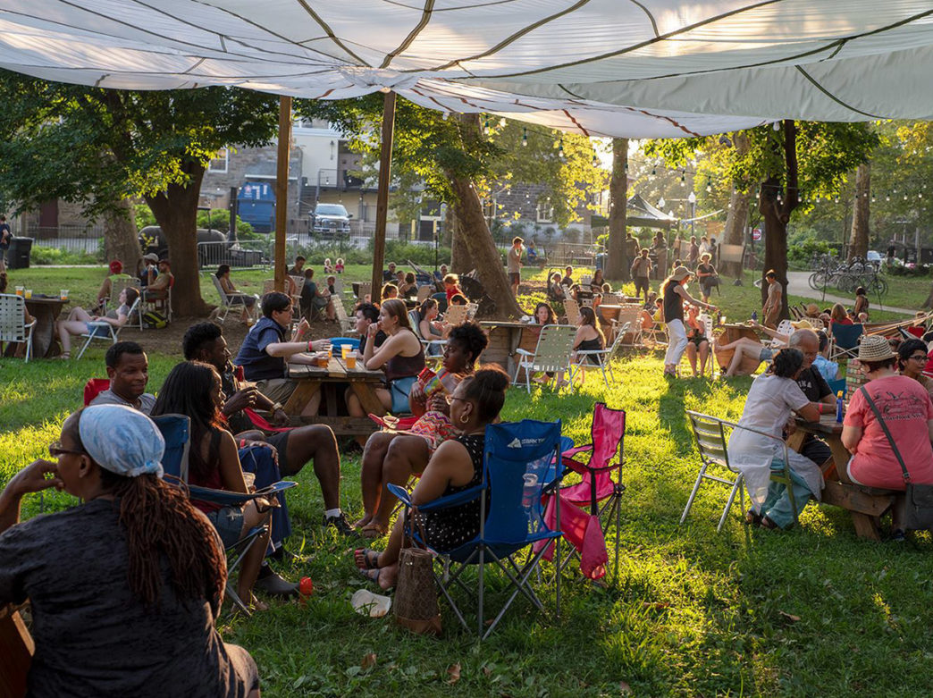 Parks on Tap pop-up beer garden in Clark Park in West Philadelphia