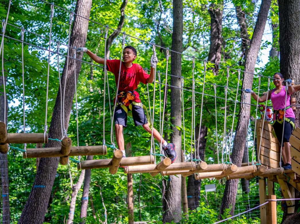 Child at Treetop Quest in Fairmount Park in Philadelphia
