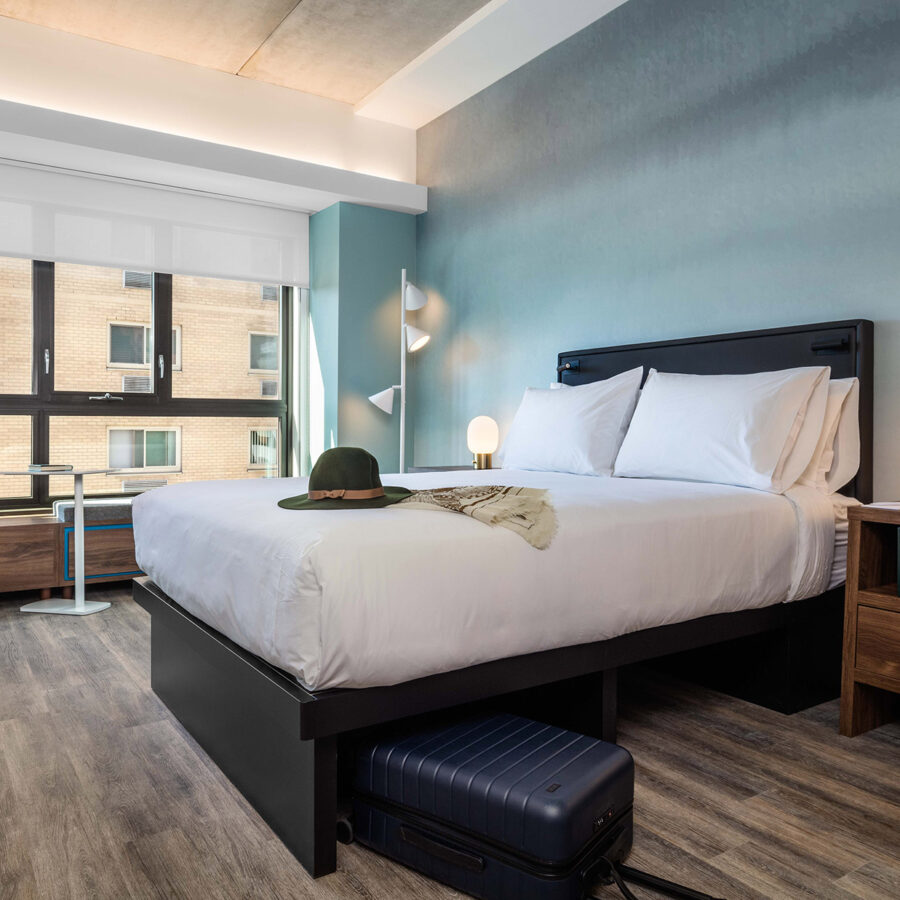 A room at Pod Philly, a micro-hotel in Philadelphia