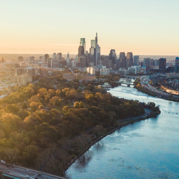Vista aérea del horizonte de Filadelfia