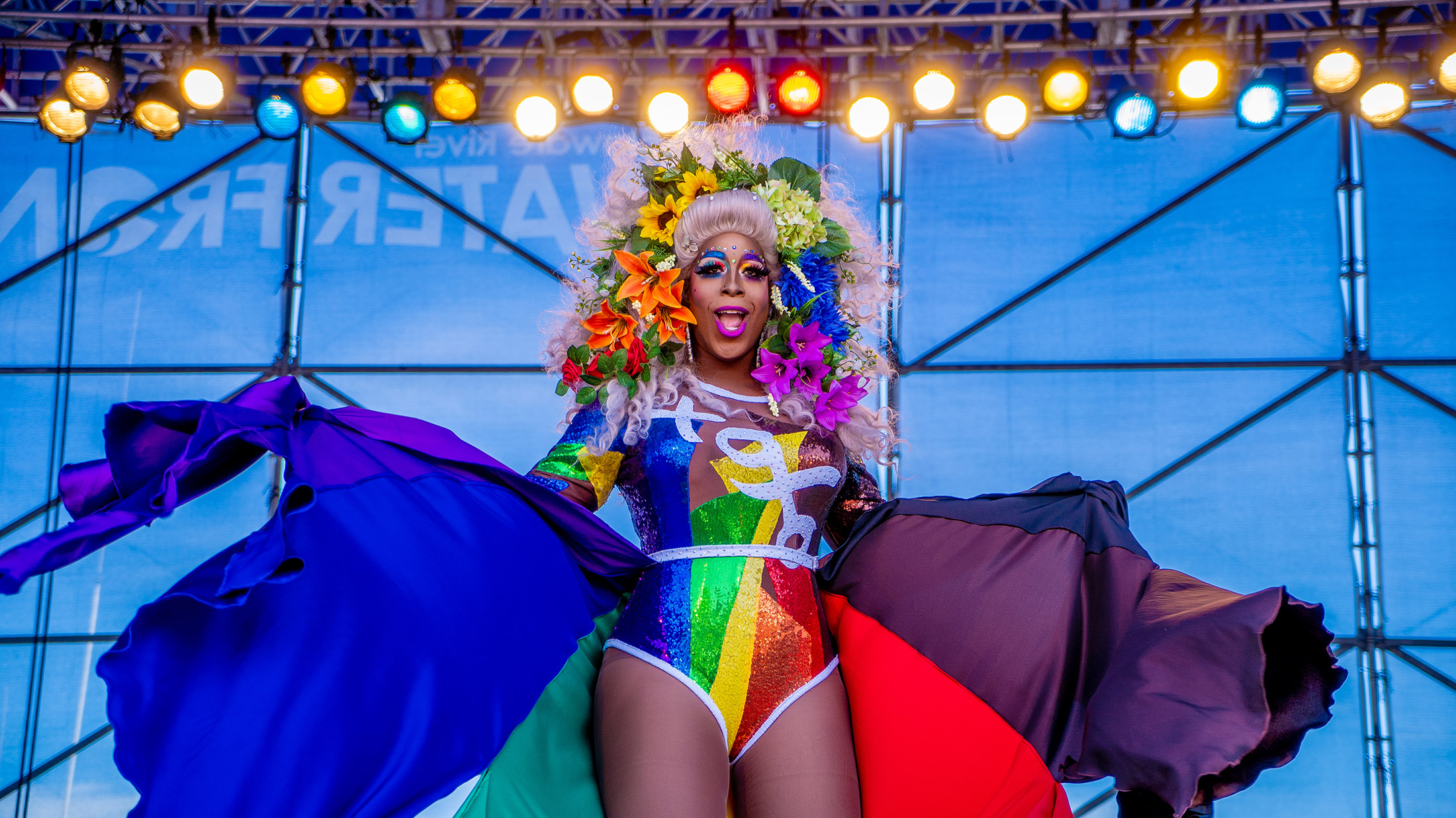 Drag queen performing at the LGBTQ Pride festival in Philadelphia