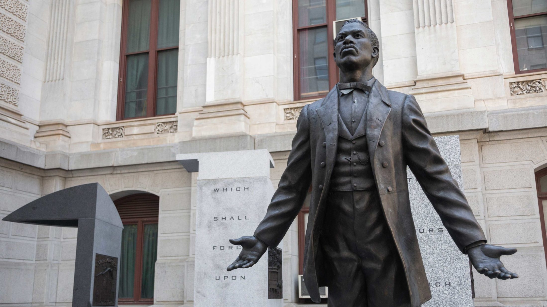 Memorial to historic change-maker Octavius V. Catto, outside Philadelphia City Hall
