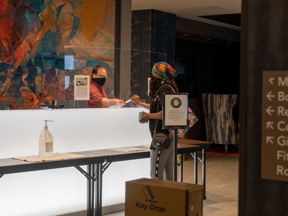 Socially distant check in at the Cambria in Philadelphia