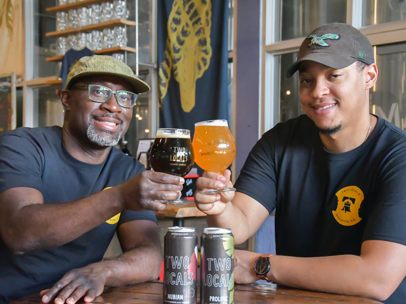 Two men smiling at Two Locals Brewing