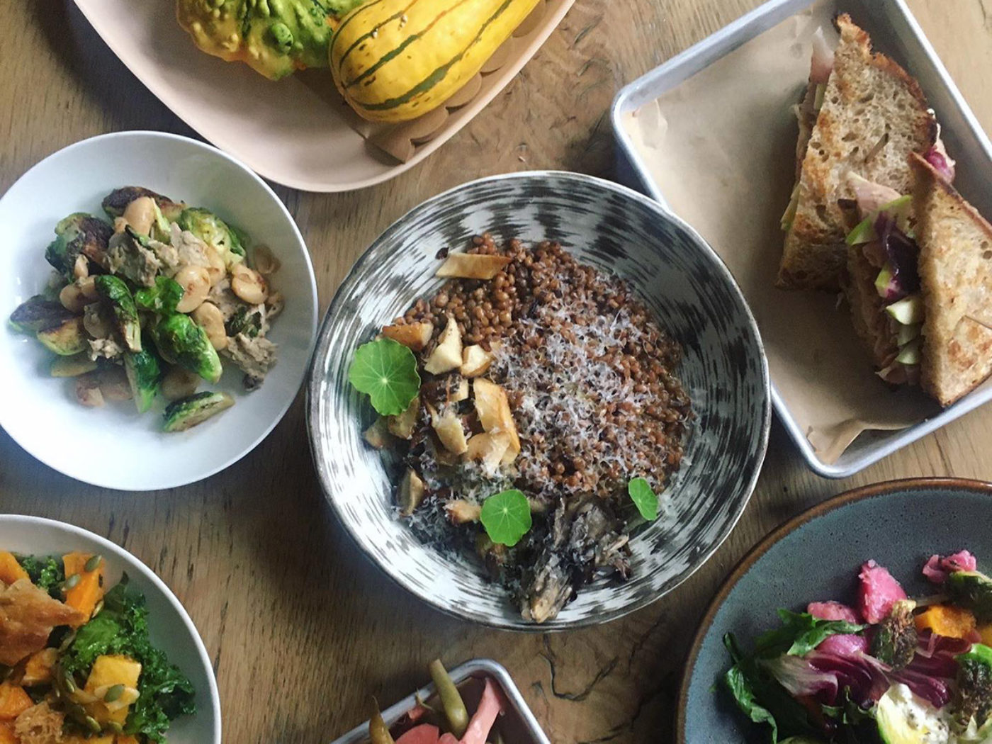 Food on plates from above at Fork in Philadelphia