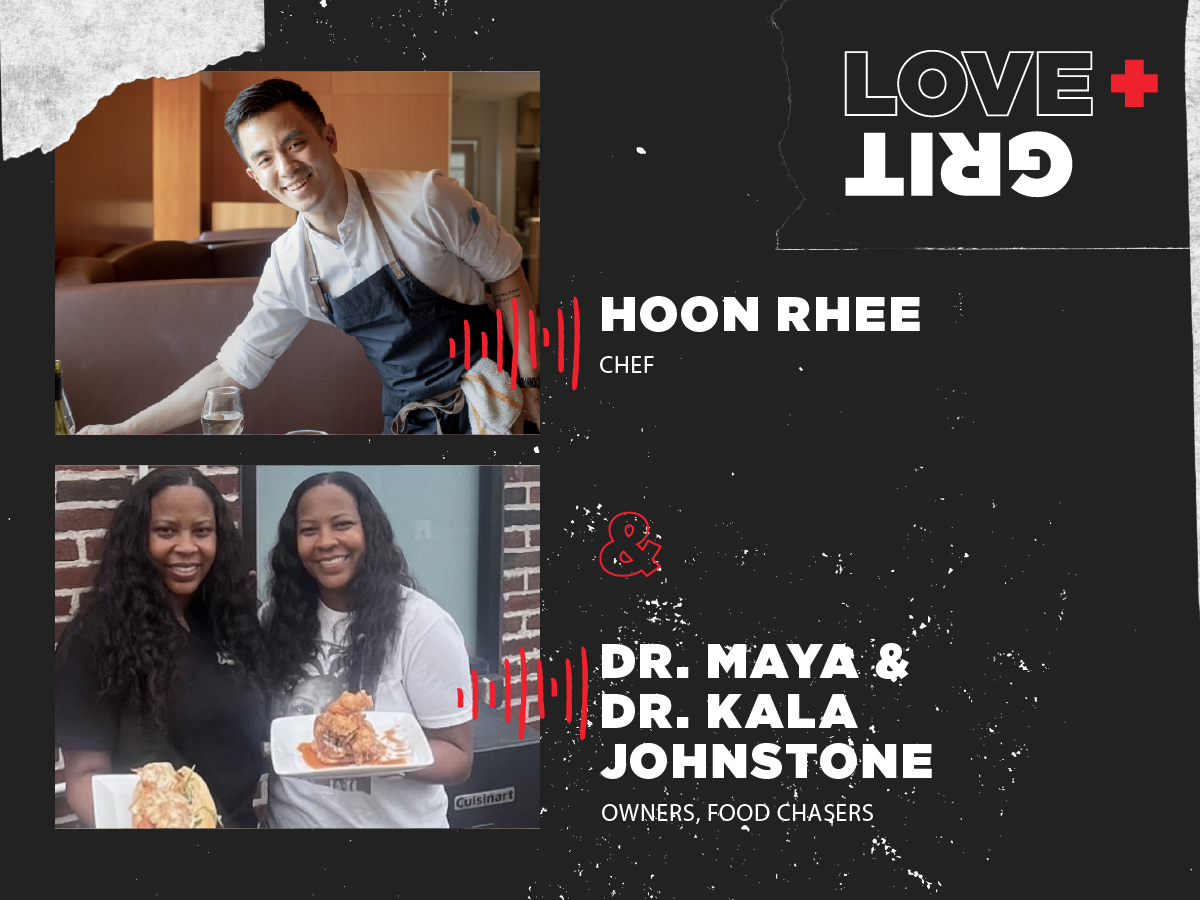 Imagem com fotos do chef Hoon Rhee, da Dra. Maya e da Dra. Kala Johnstone