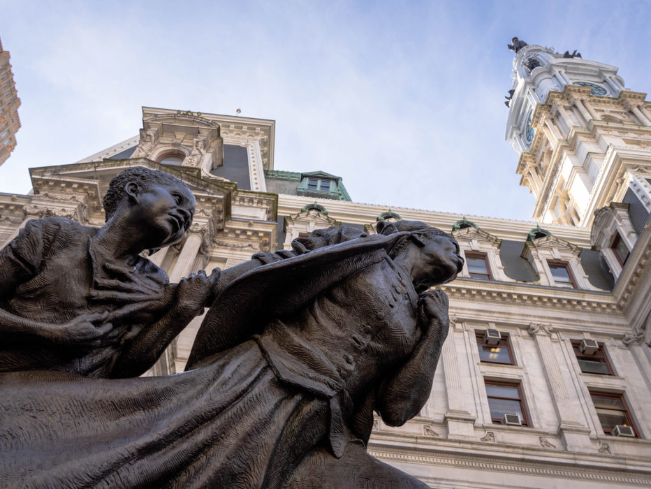 A statue of Harriet Tubman outside City Hall in Philadelphia