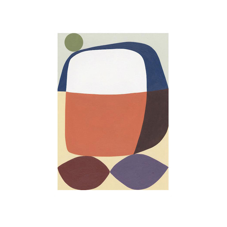 A print with wide and curved shapes and colors