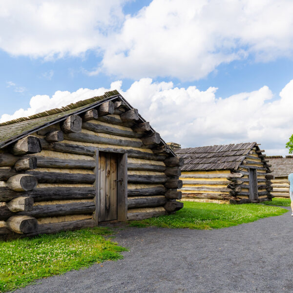 Reconsctructed log cabins at Valley Forge National Historical Park