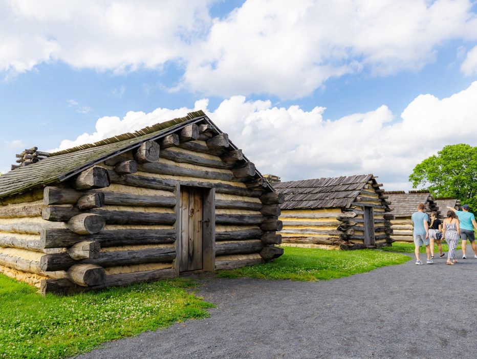 Reconsctructed log cabins at Valley Forge National Historical Park