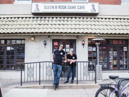 The exterior of Queen & Rook Game Cafe in Philadelphia