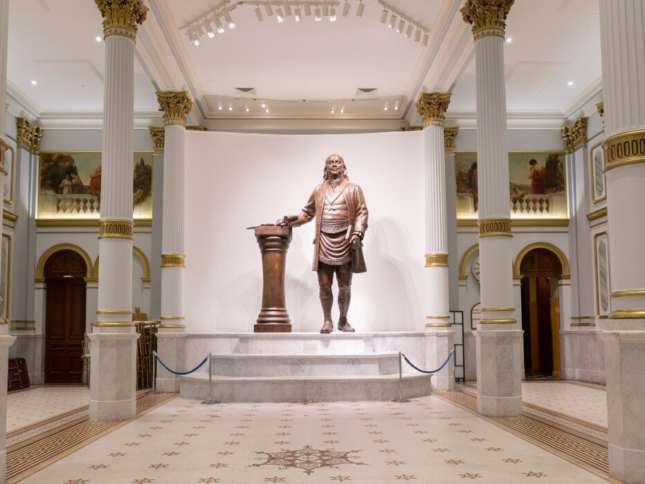 Statue at the Masonic Temple and Masonic Library & Museum