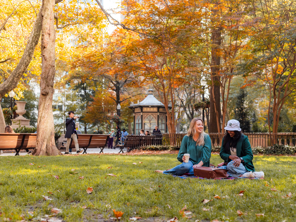 Women having a picnic at Rittenhouse Square Park