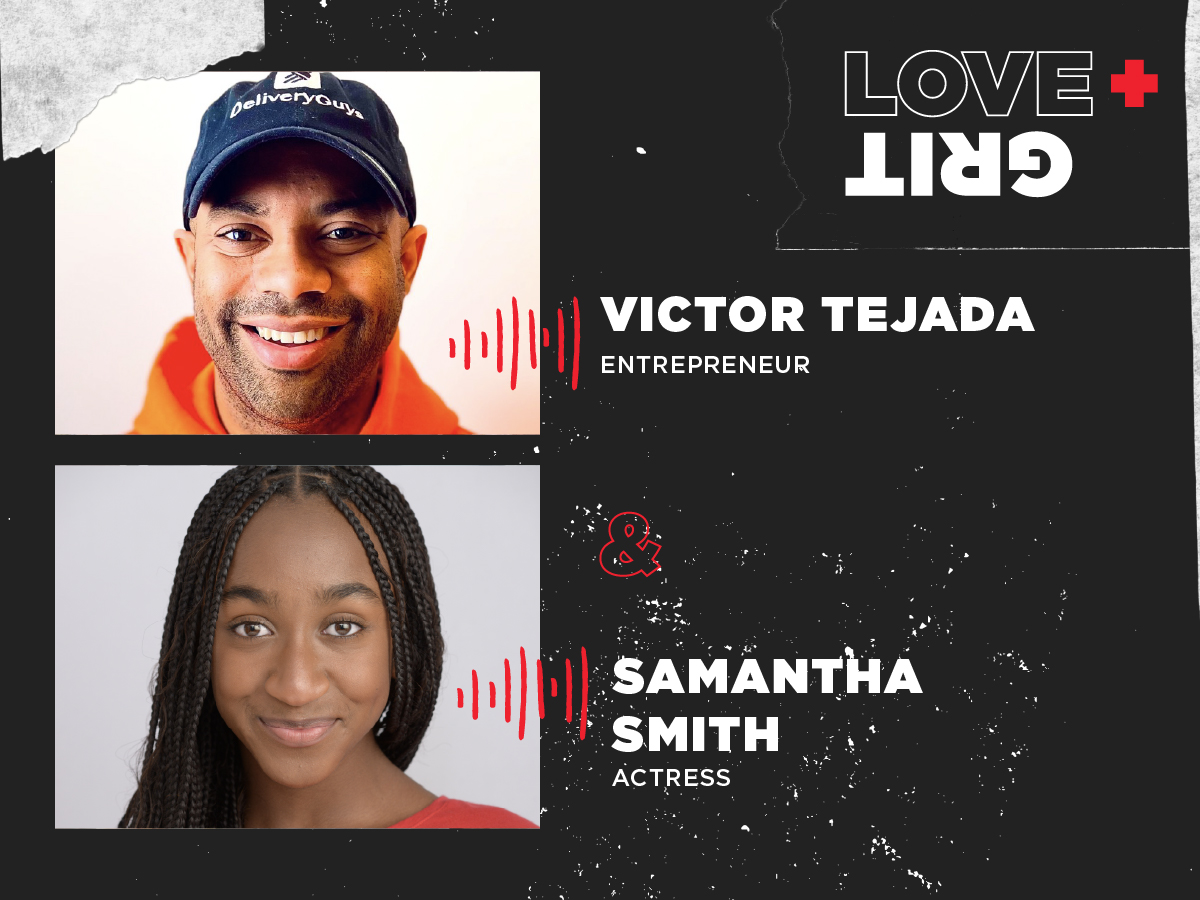 Victor Tejada and Samantha Smith for the Love + Grit podcast