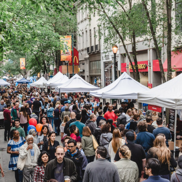 Crowd of people at a past Rittenhouse Row Spring Festival