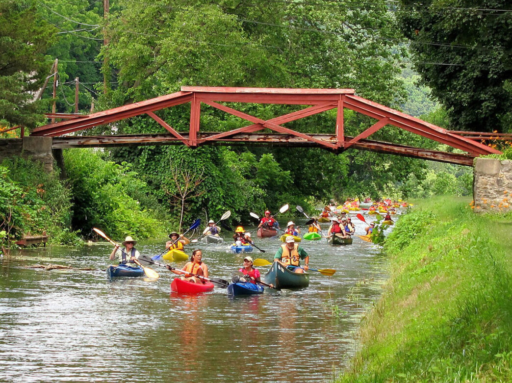 People kayaking down Delaware Canal State Park