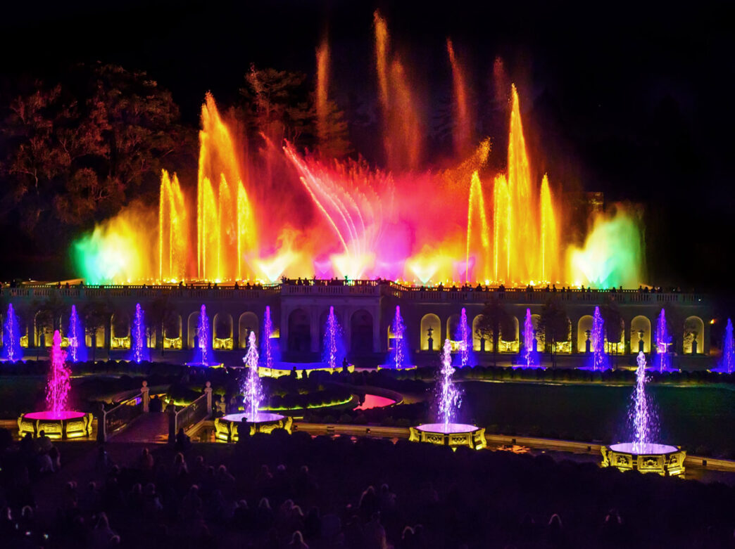 Fountain light show at Longwood Gardens