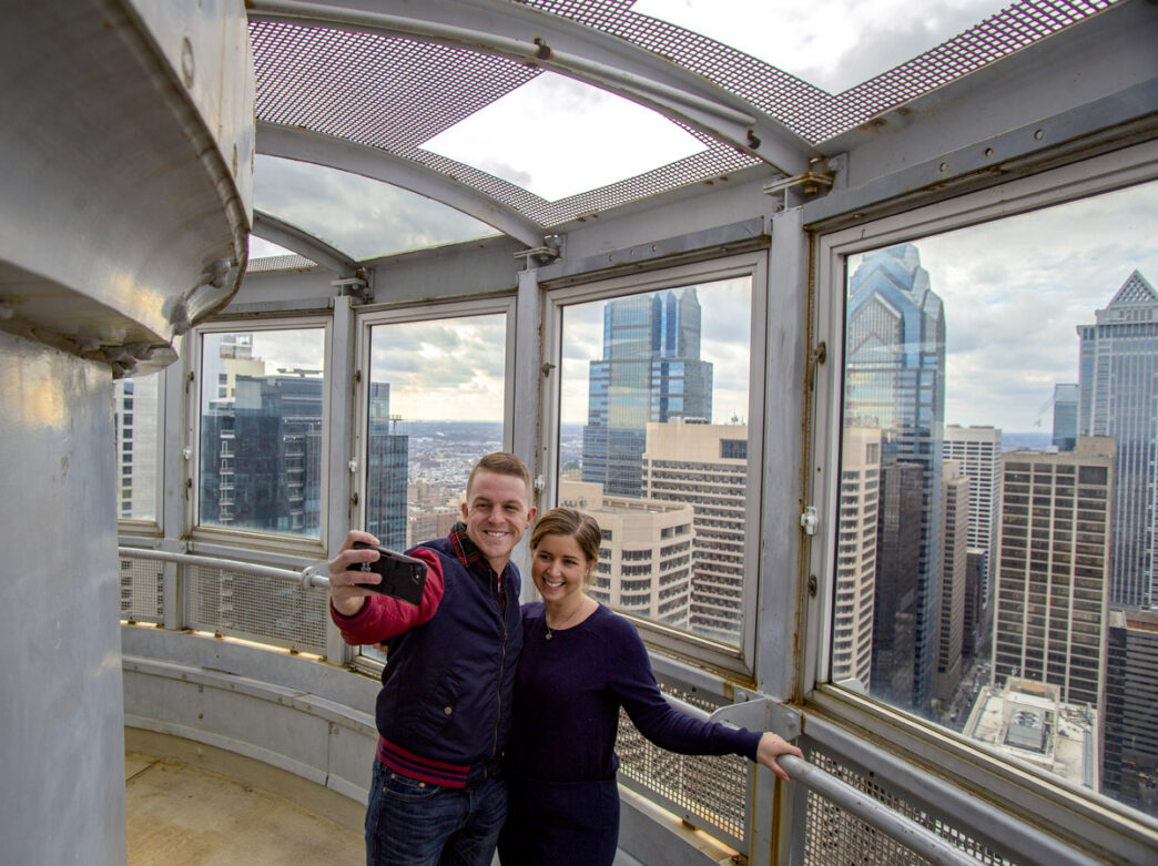 Couple on the City Hall tower tour