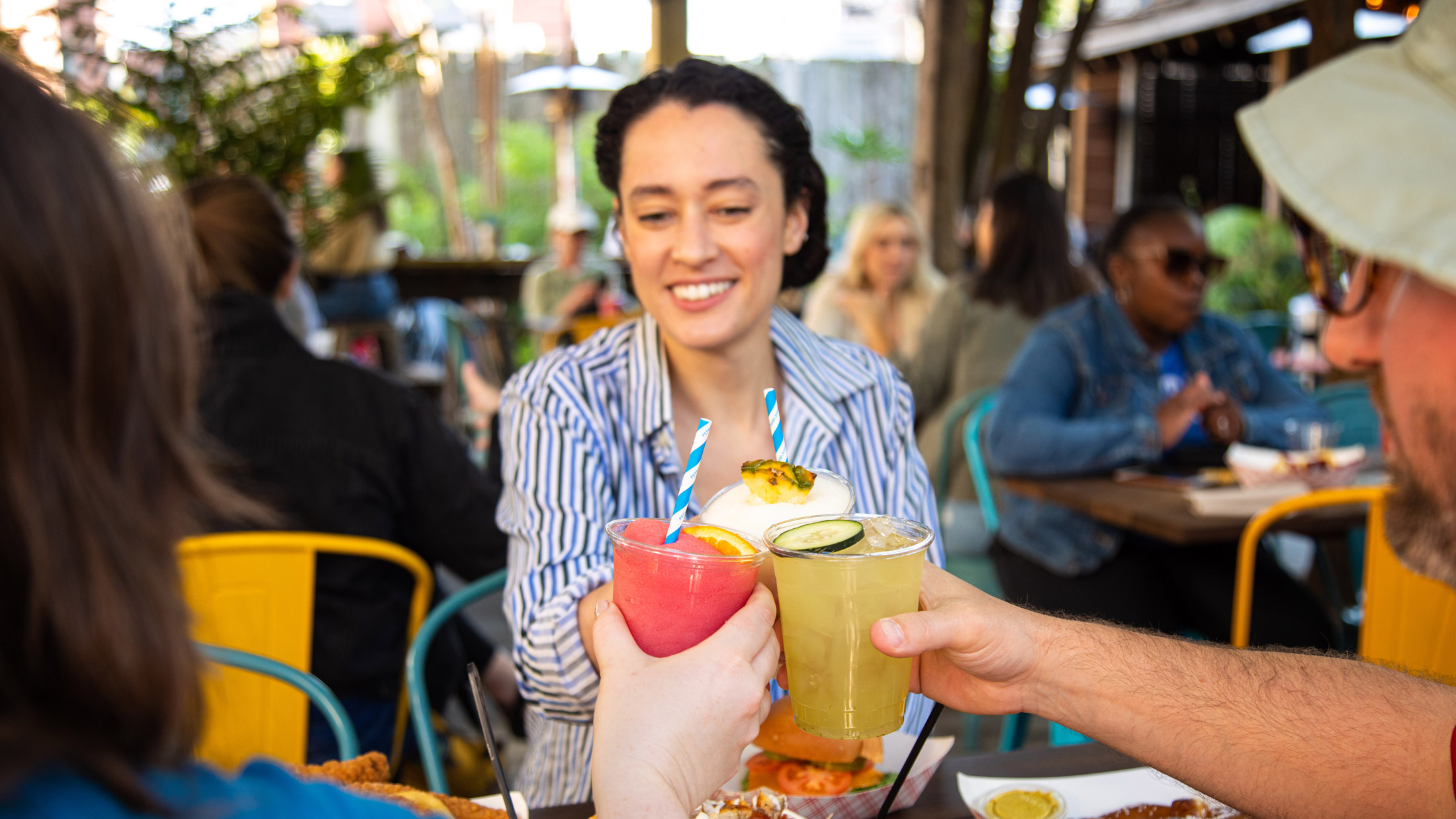 People toasting at the PHS Pop Up Garden
