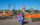 Two children dressed in costume strolling at Linvilla Orchards