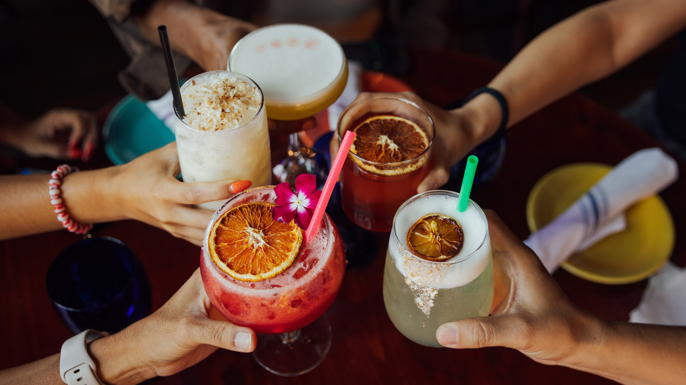 A cheers of drinks at El Sarape