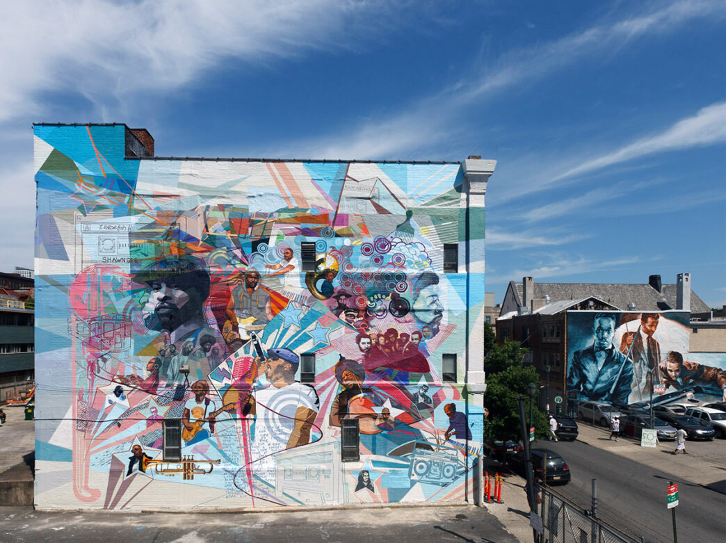 "Legendary" by Amber Art & Design featuring Tatyana Fazlalizadeh, featuring The Roots and other hip-hop legends