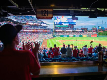 Crowd at the Citizens Bank Park cheering on