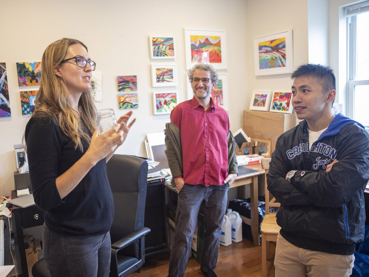 Artist Krista Dedrick Lai and guests at the Philadelphia Open Studio Tours